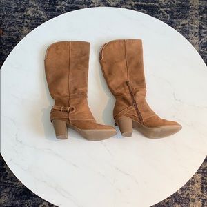 Below the knee leather boots